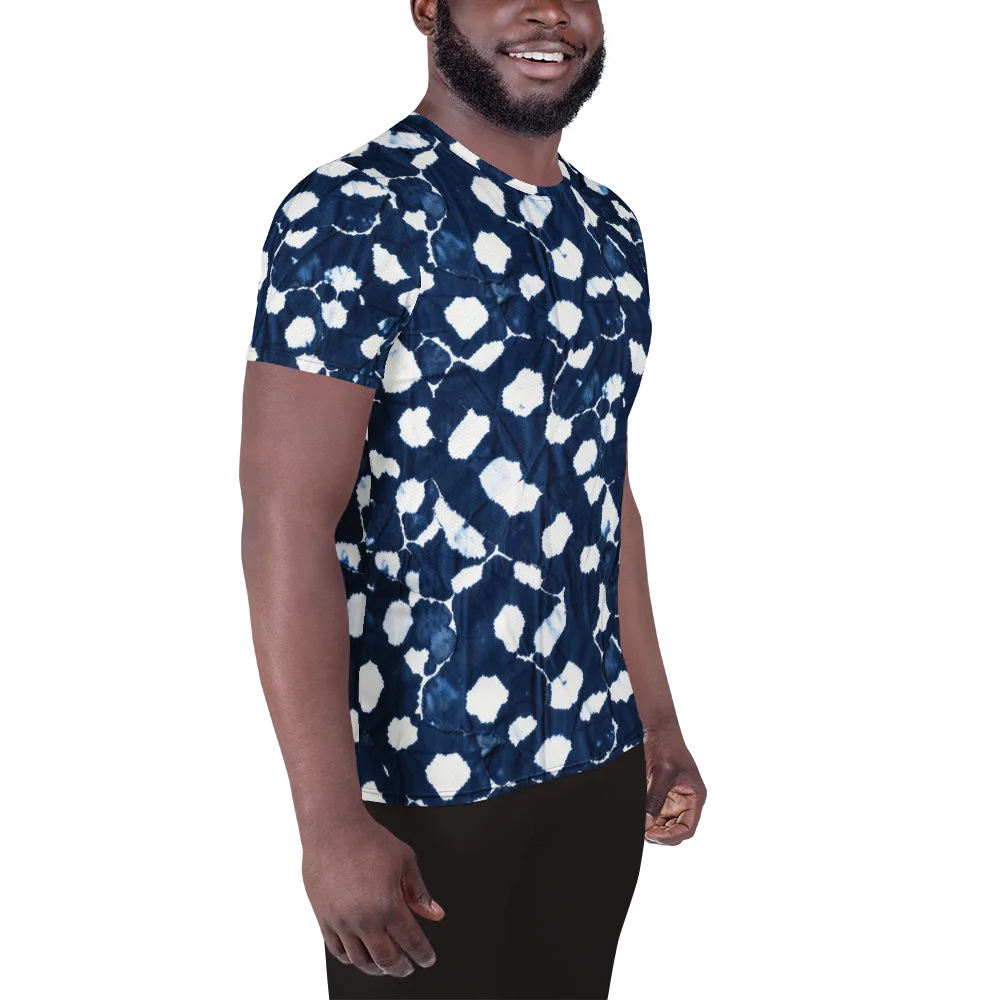 Shibori Midnight on Men's Athletic T-Shirt — Right