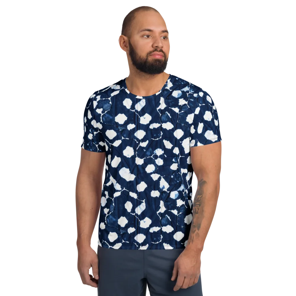 Shibori Midnight on Men's Athletic T-Shirt — Front