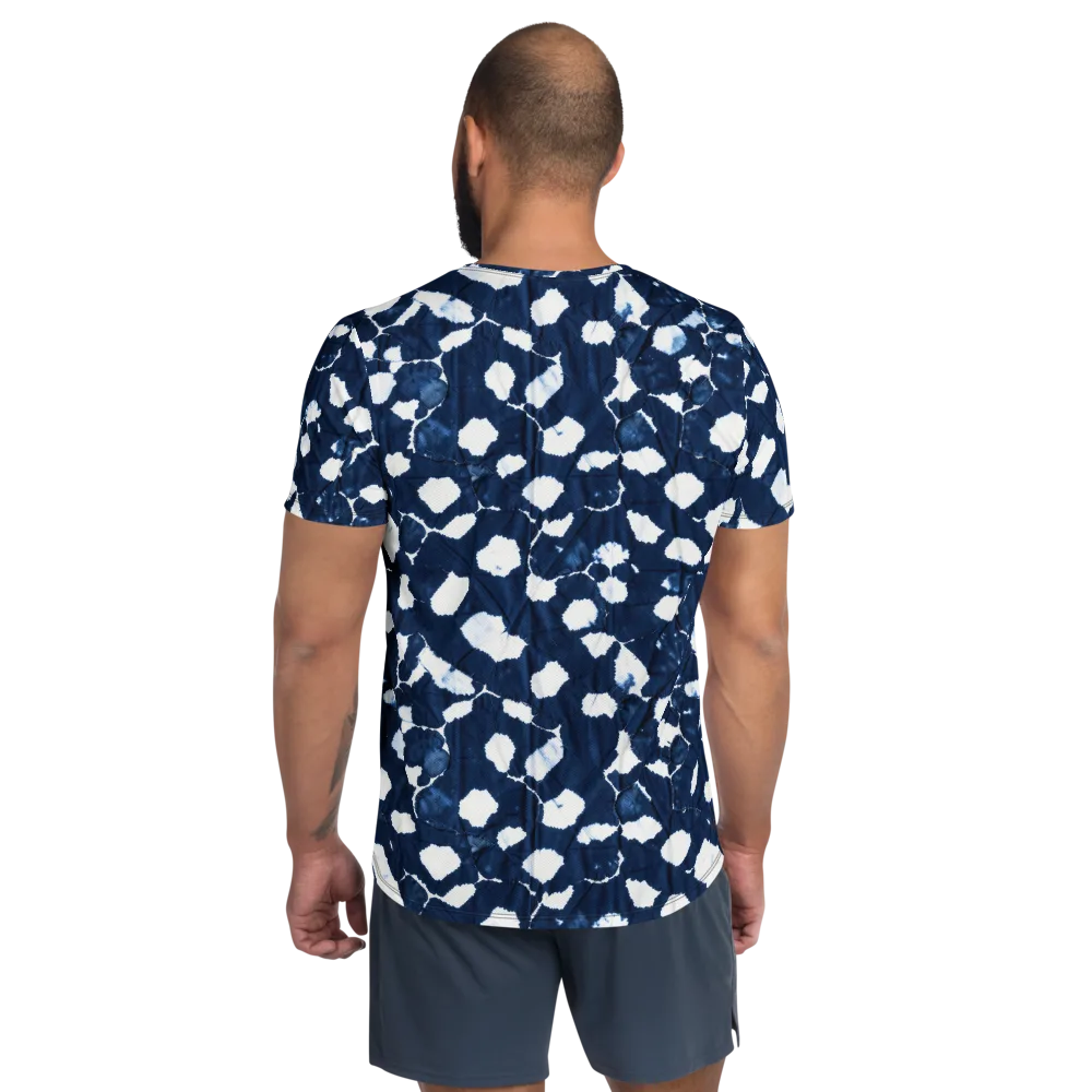 Shibori Midnight on Men's Athletic T-Shirt — Back