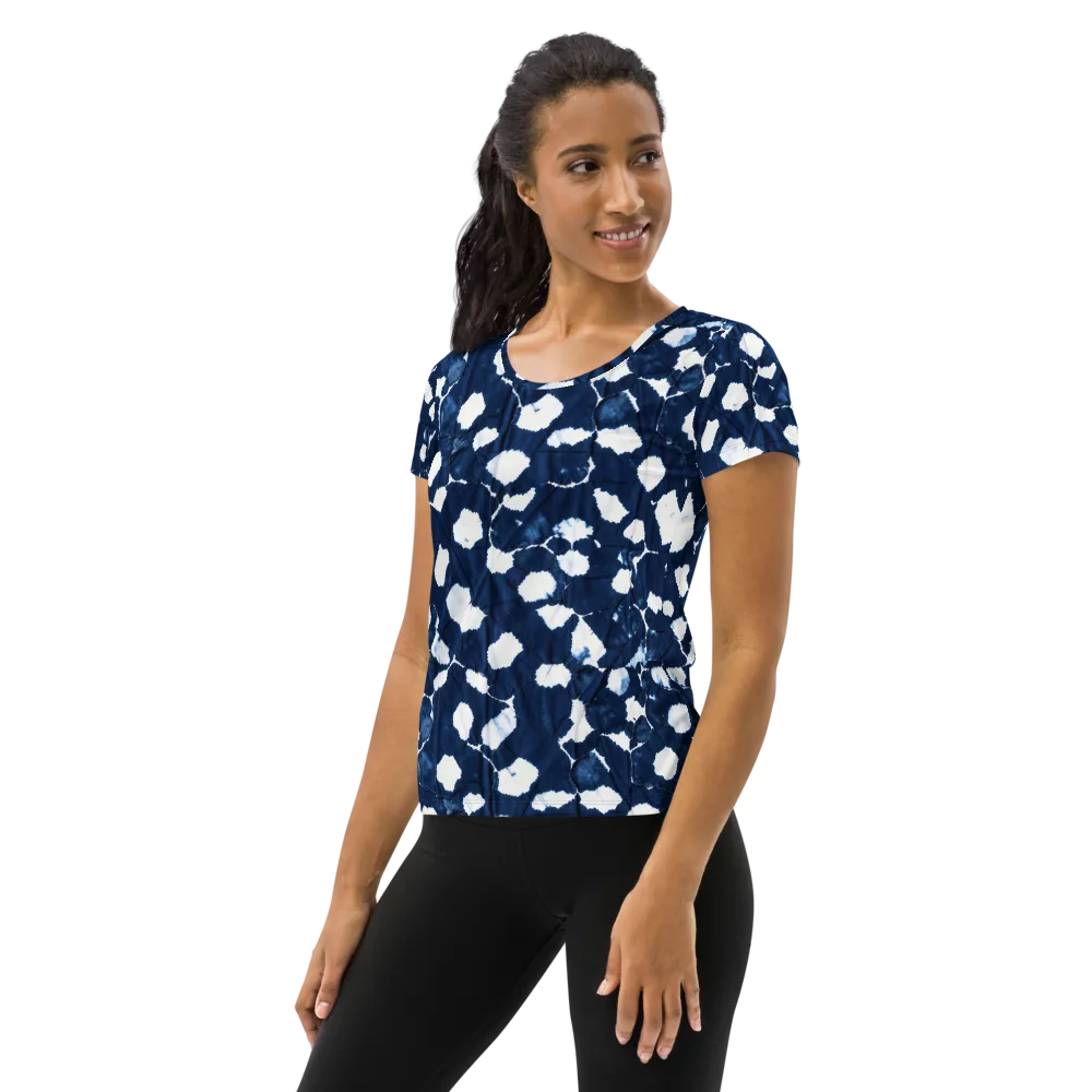 Shibori Midnight on Women's Athletic T-Shirt — Left