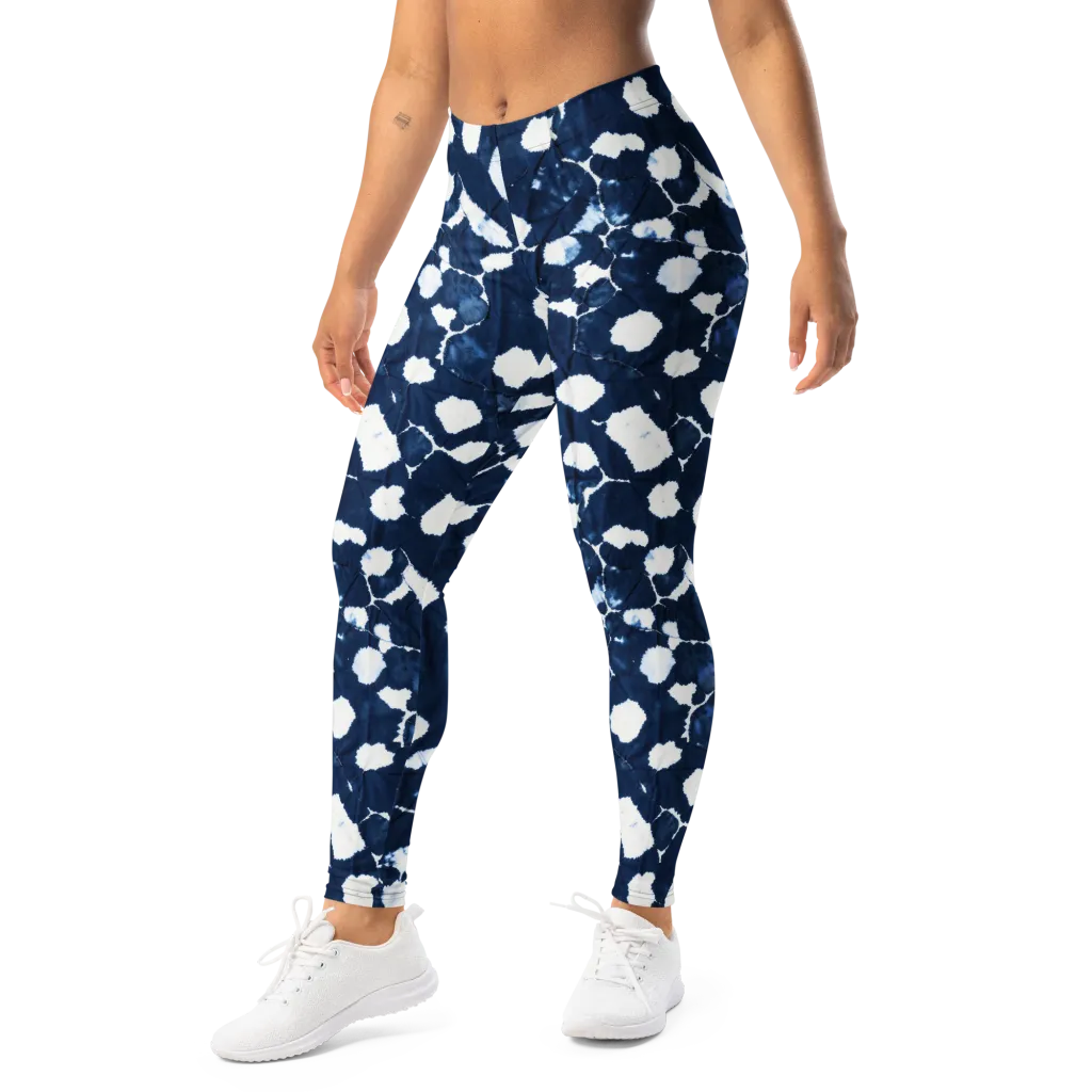 Shibori Midnight on Leggings — Left Front