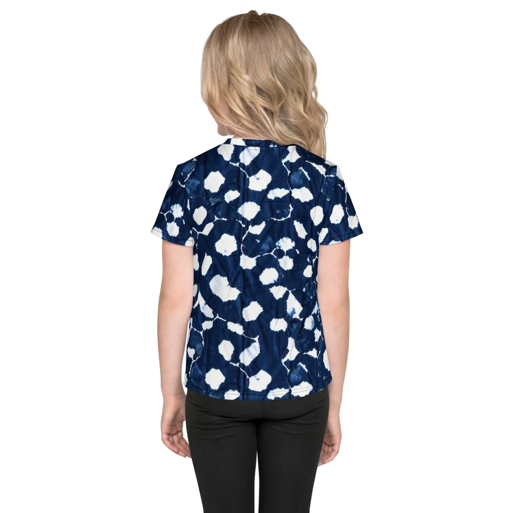 Shibori Midnight on Kids Crew Neck T-Shirt — Back