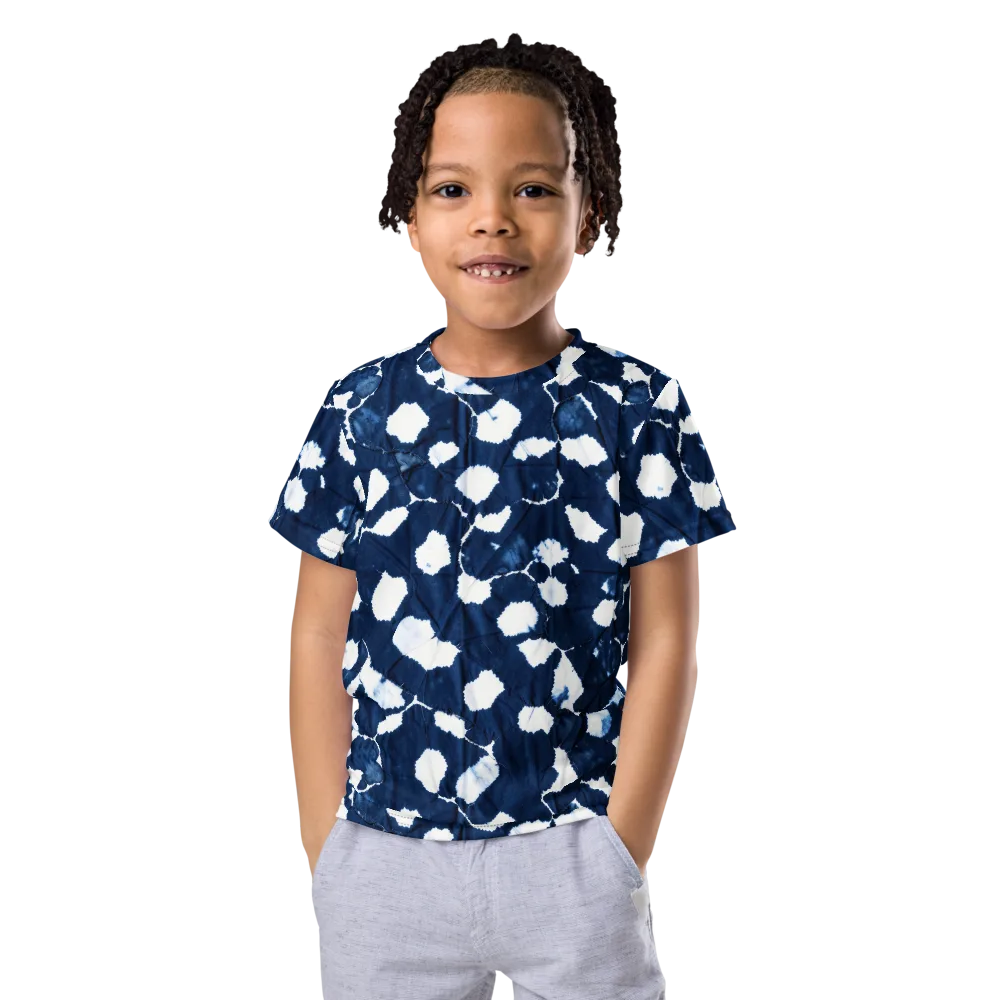 Shibori Midnight on Kids Crew Neck T-Shirt — Front