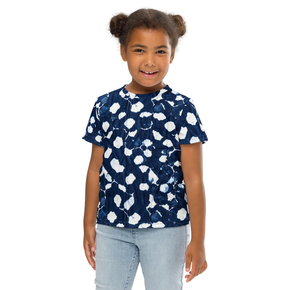 Shibori Midnight on Kids Crew Neck T-Shirt — Front