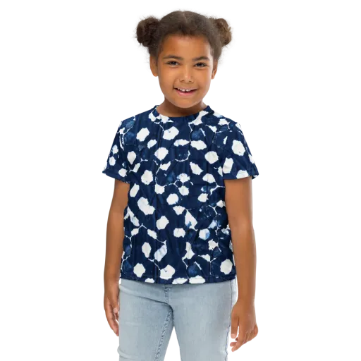 Shibori Midnight on a Kids Crew Neck T-Shirt