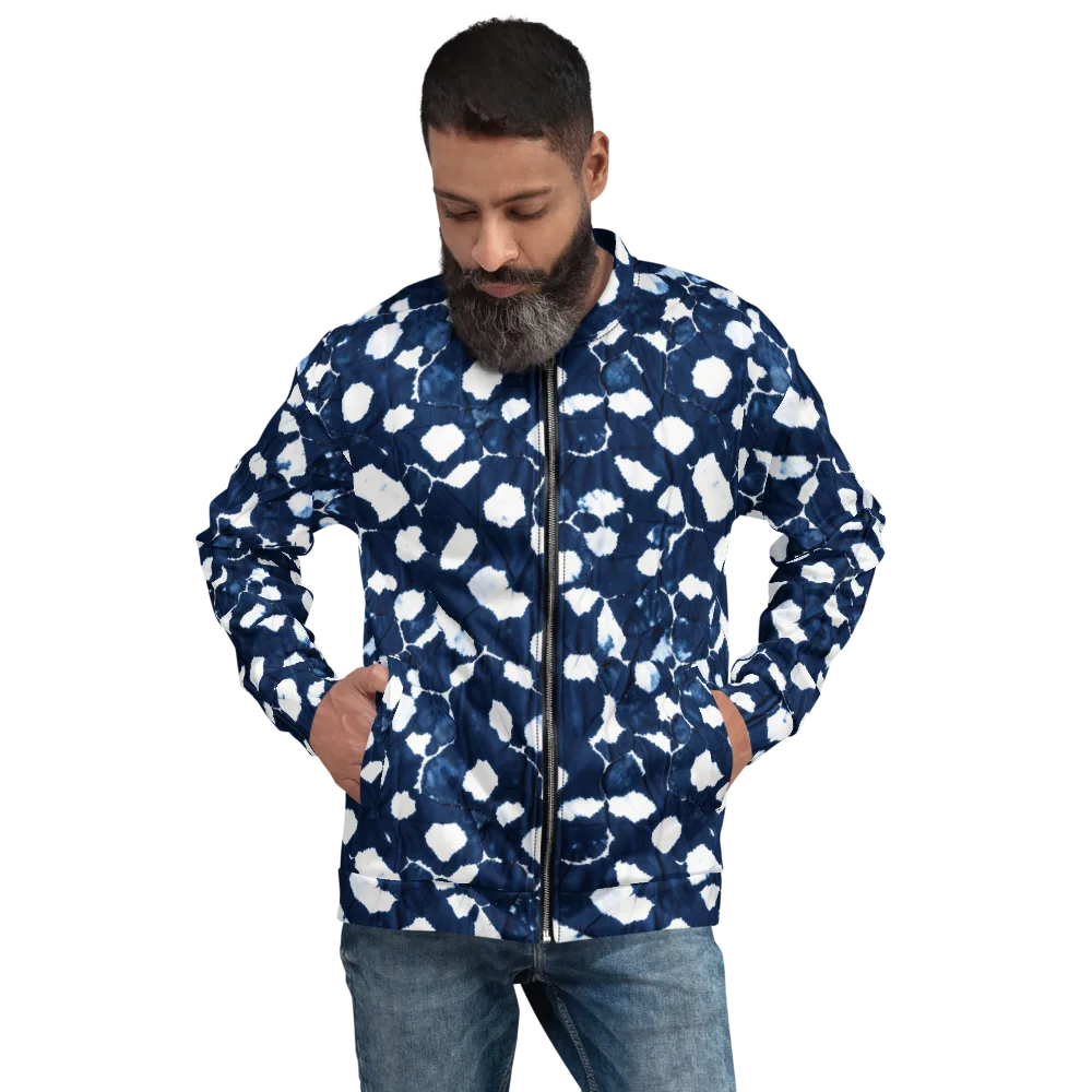 Shibori Midnight on Bomber Jacket — Front