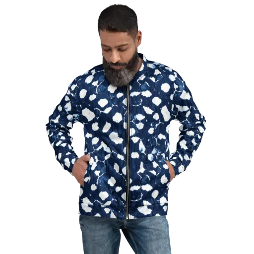 Shibori Midnight on a Bomber Jacket