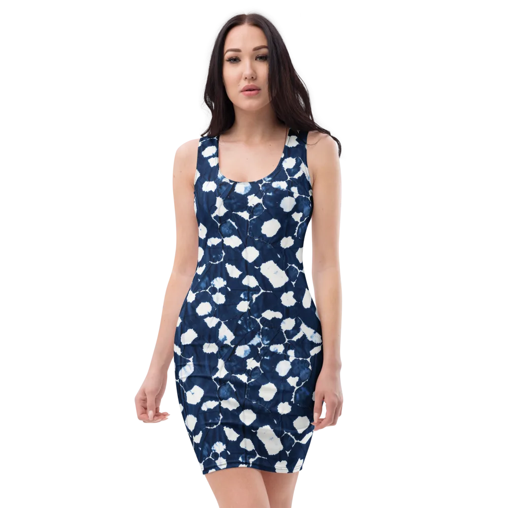 Shibori Midnight on Bodycon Dress — Front