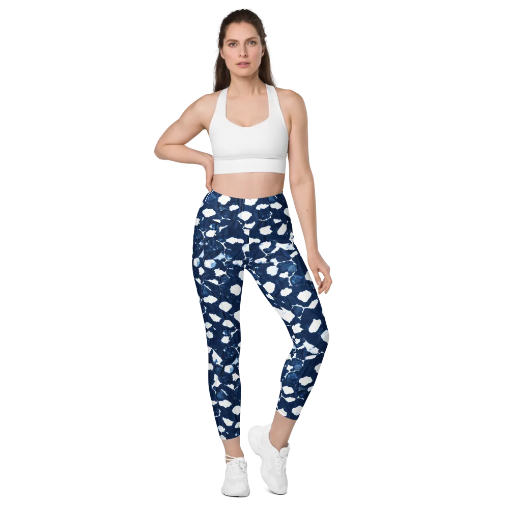 Shibori Midnight on Leggings with Pockets — Front