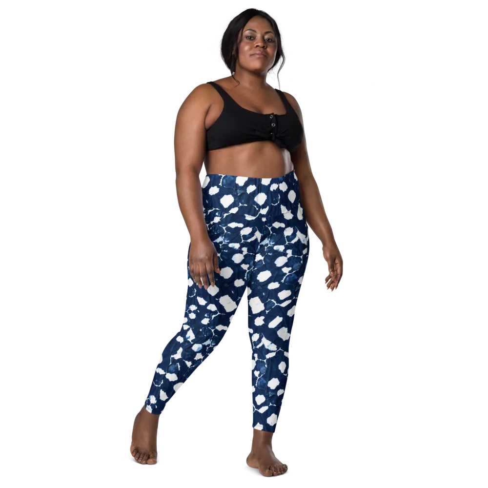 Shibori Midnight on Leggings with Pockets — Front