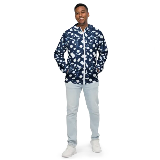 Shibori Midnight on a Men's Windbreaker