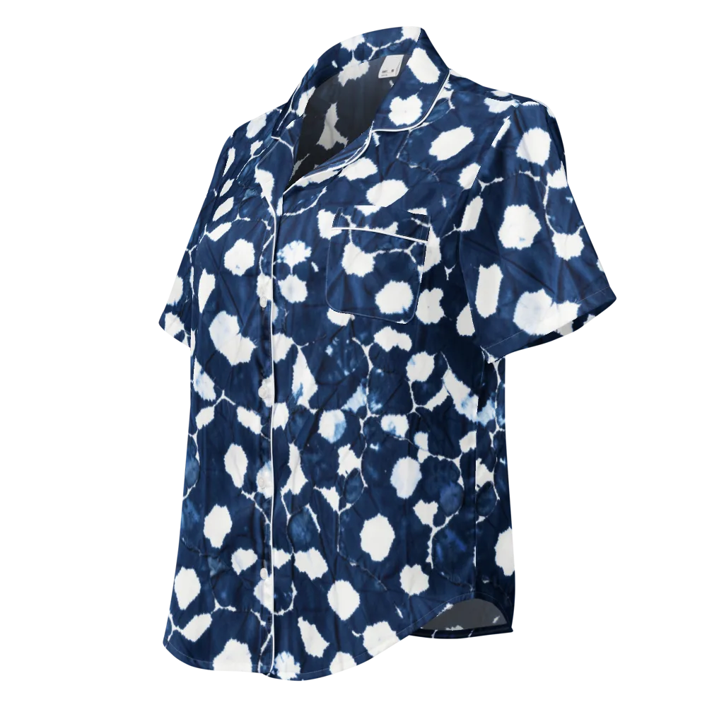 Shibori Midnight on Women's Short Sleeve Pajama Top — Left Front