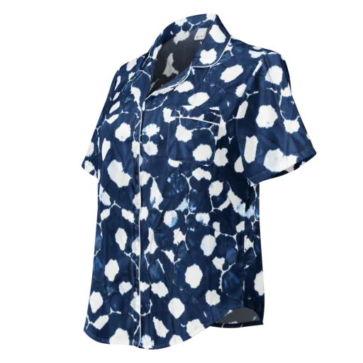 Shibori Midnight on a Women's Short Sleeve Pajama Top