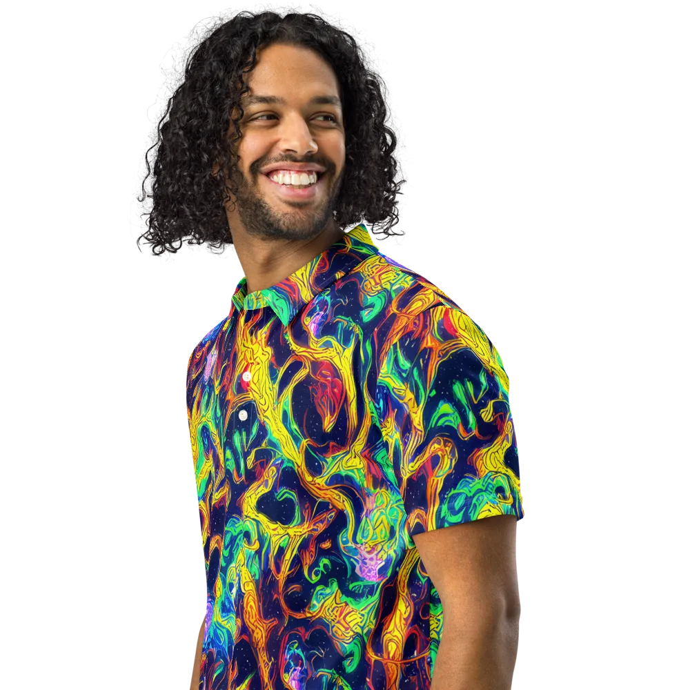 Fever Dream Galaxy on Men's Slim Fit Polo Shirt — Left Front