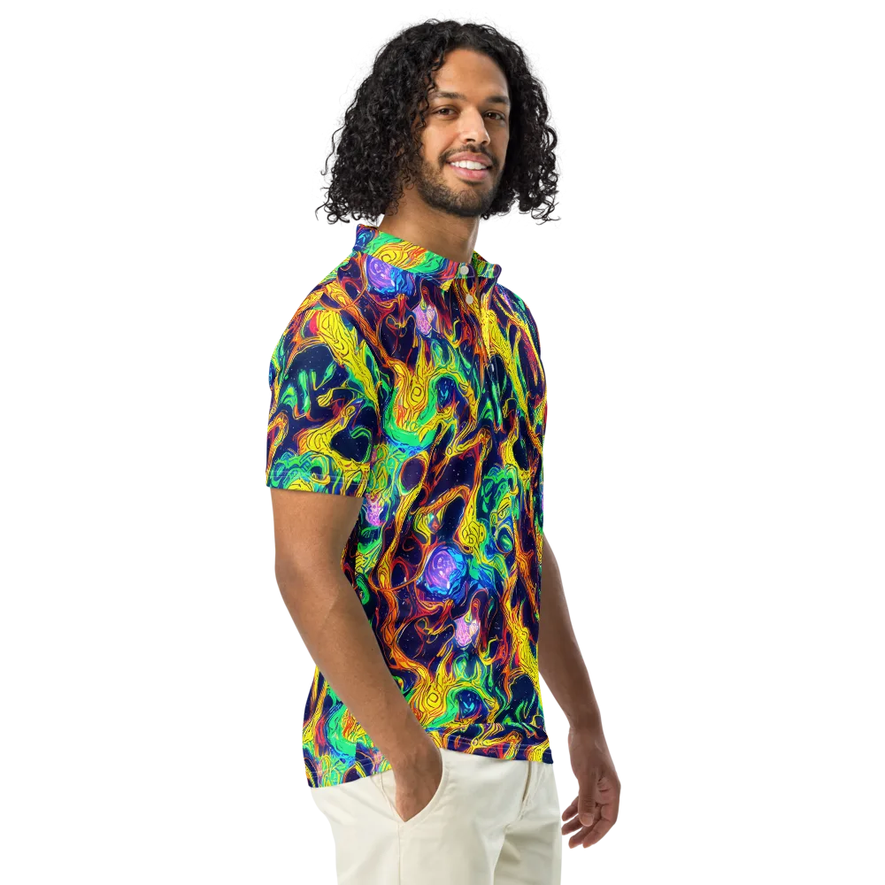 Fever Dream Galaxy on Men's Slim Fit Polo Shirt — Right Front