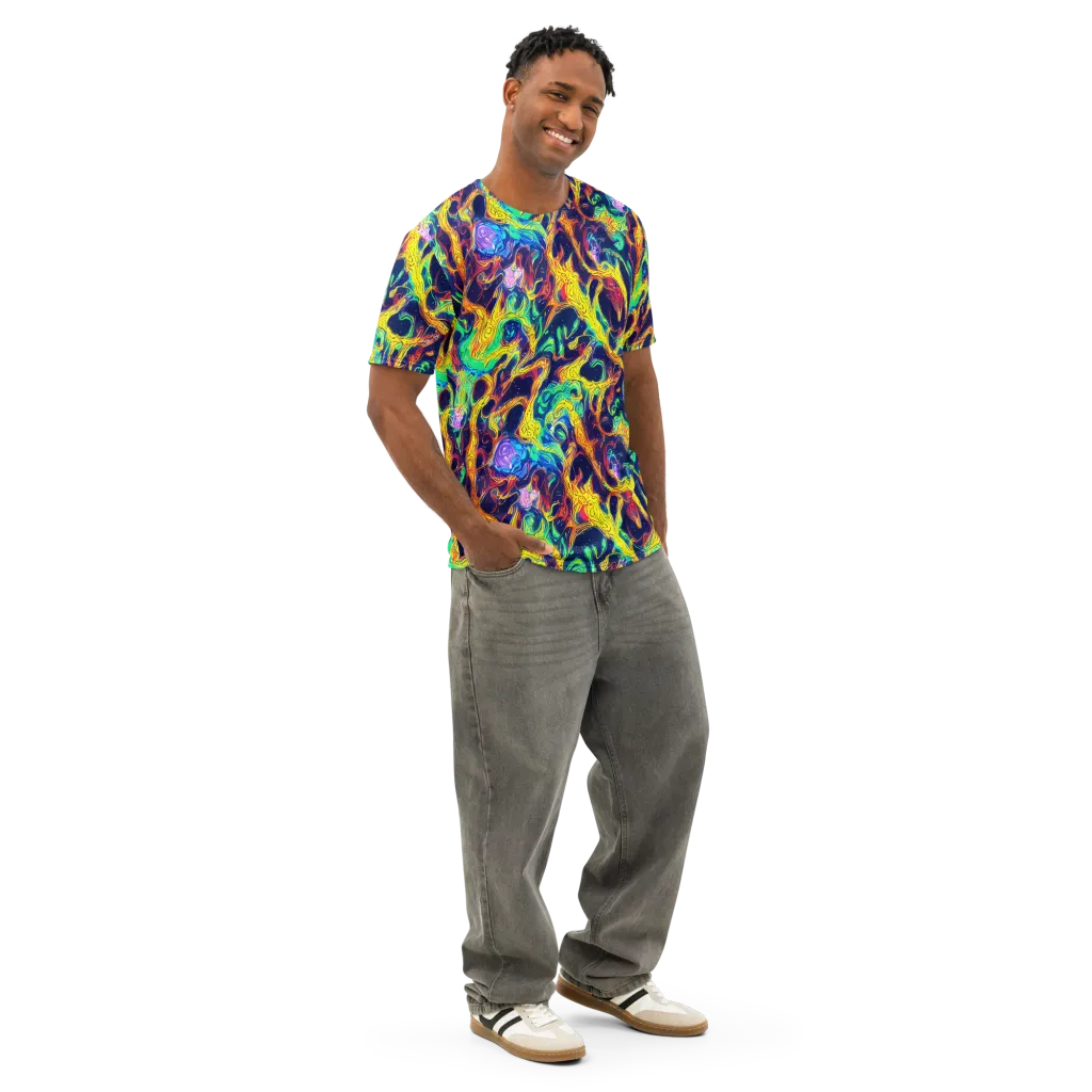 Fever Dream Galaxy on Men's Cotton Crew Neck T-Shirt — Right Front