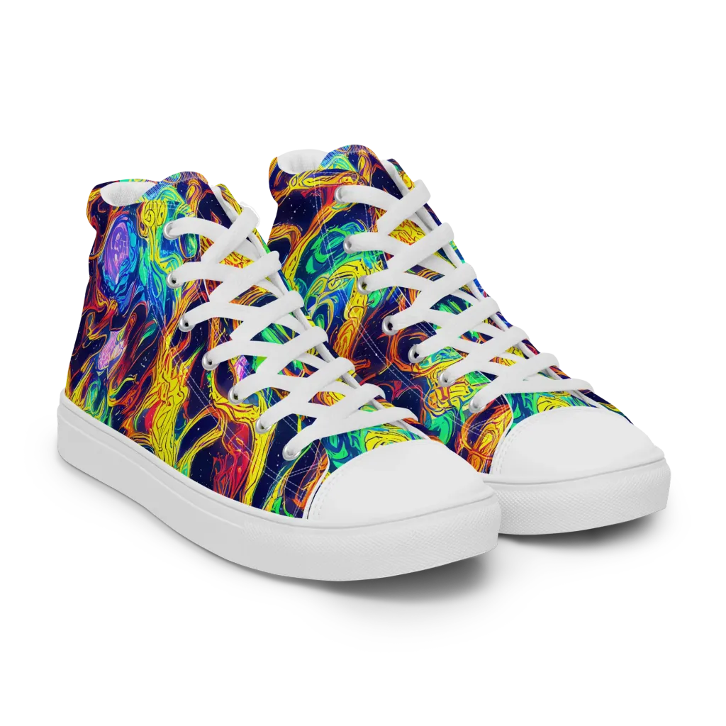 Fever Dream Galaxy on Men's High Top Canvas Shoes — Right Front