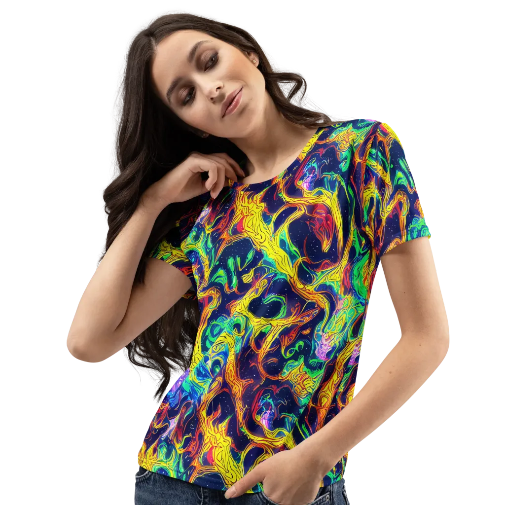 Fever Dream Galaxy on Women's Crew Neck T-Shirt — Left Front