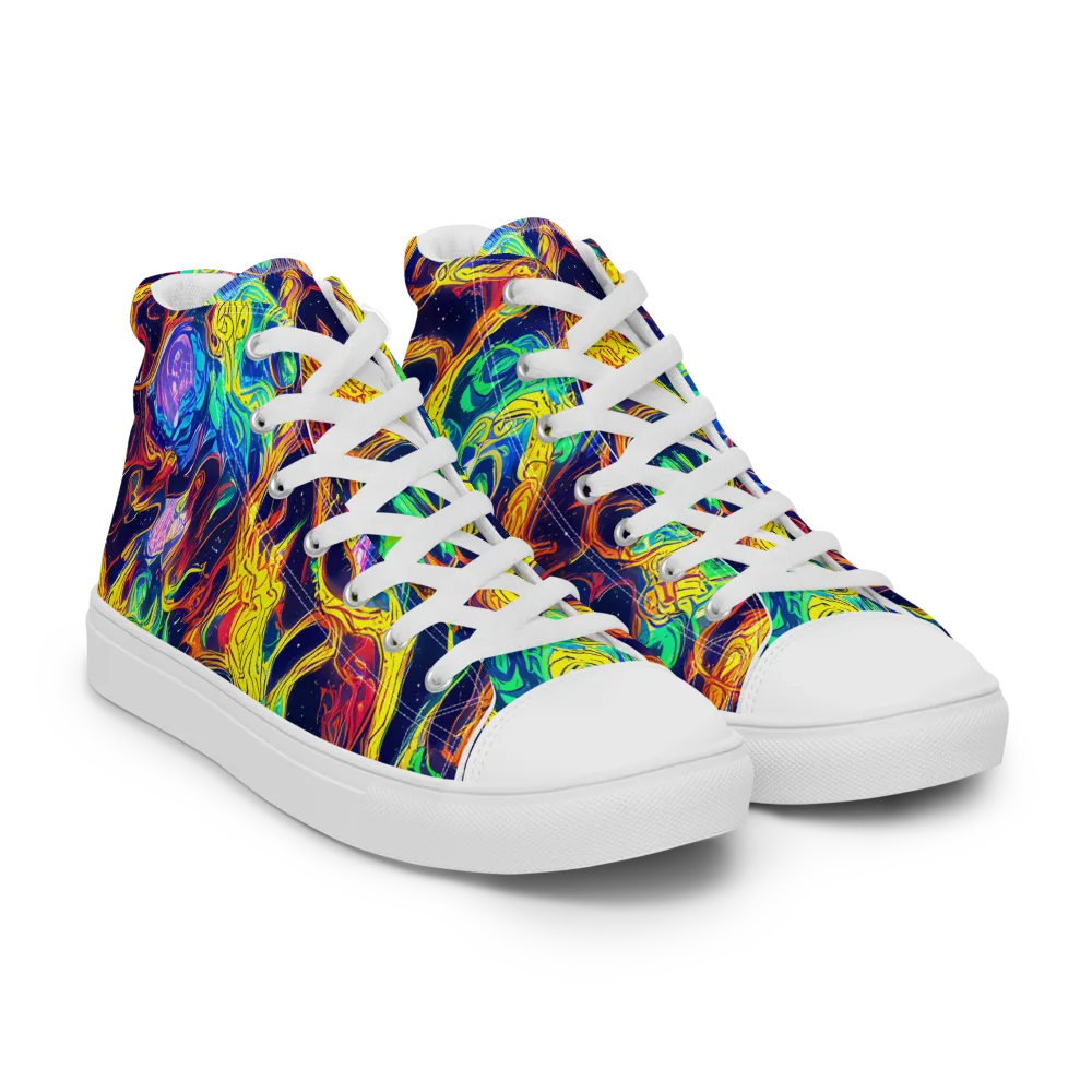 Fever Dream Galaxy on Women's High Top Canvas Shoes — Right Front