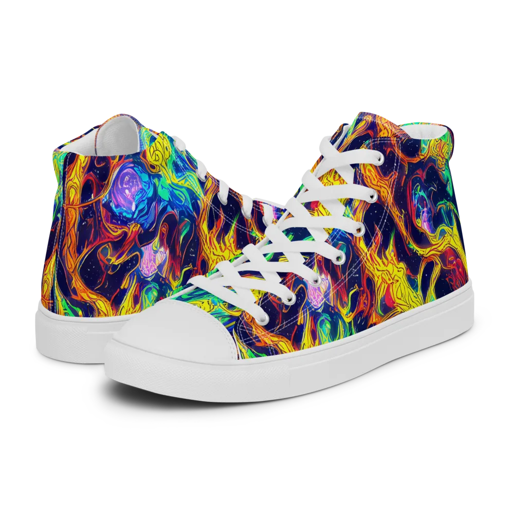 Fever Dream Galaxy on Women's High Top Canvas Shoes — Left