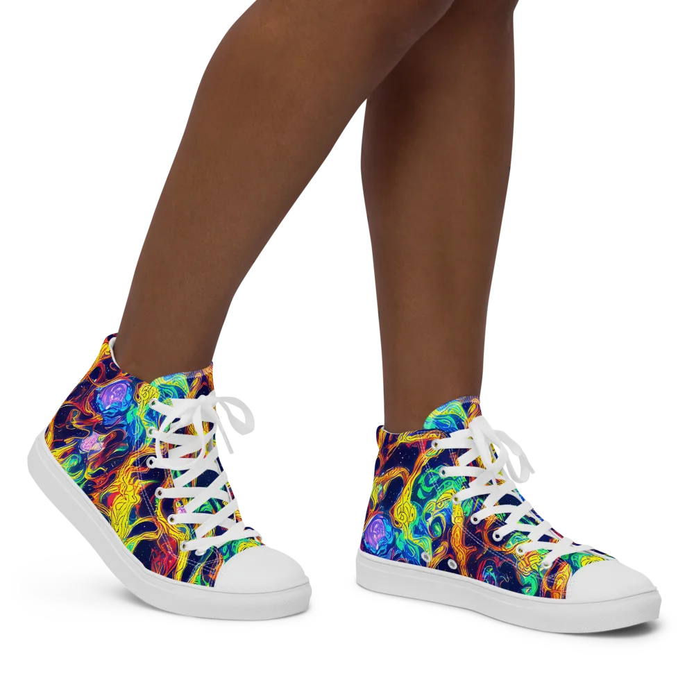 Fever Dream Galaxy on Women's High Top Canvas Shoes — Right