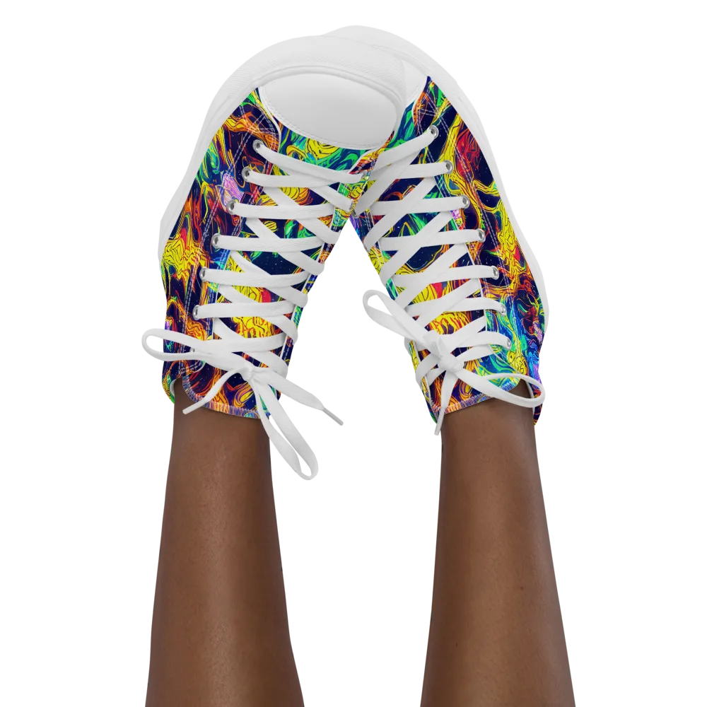 Fever Dream Galaxy on Women's High Top Canvas Shoes — Front