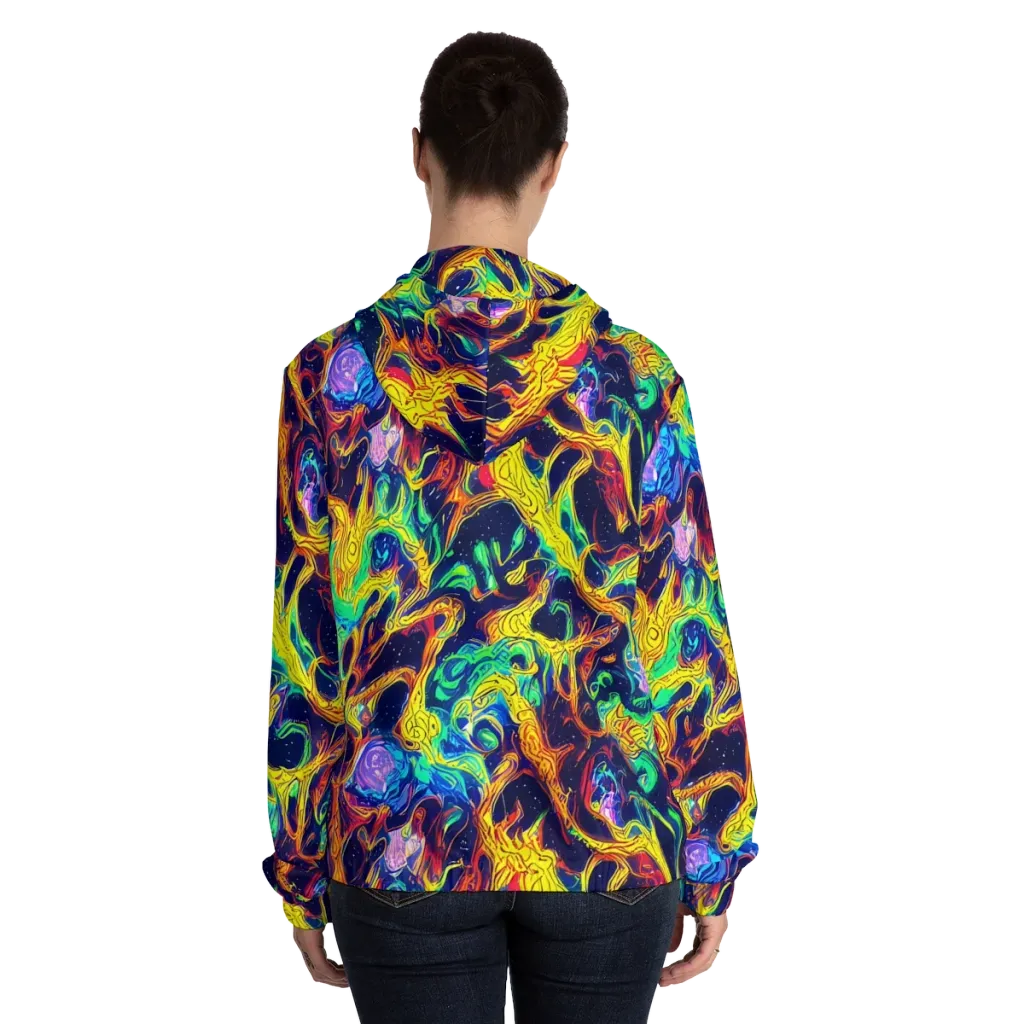 Fever Dream Galaxy on Women's Full-Zip Hoodie — Back On Person