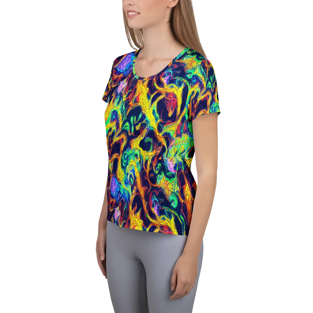 Fever Dream Galaxy on Women's Athletic T-Shirt — Left