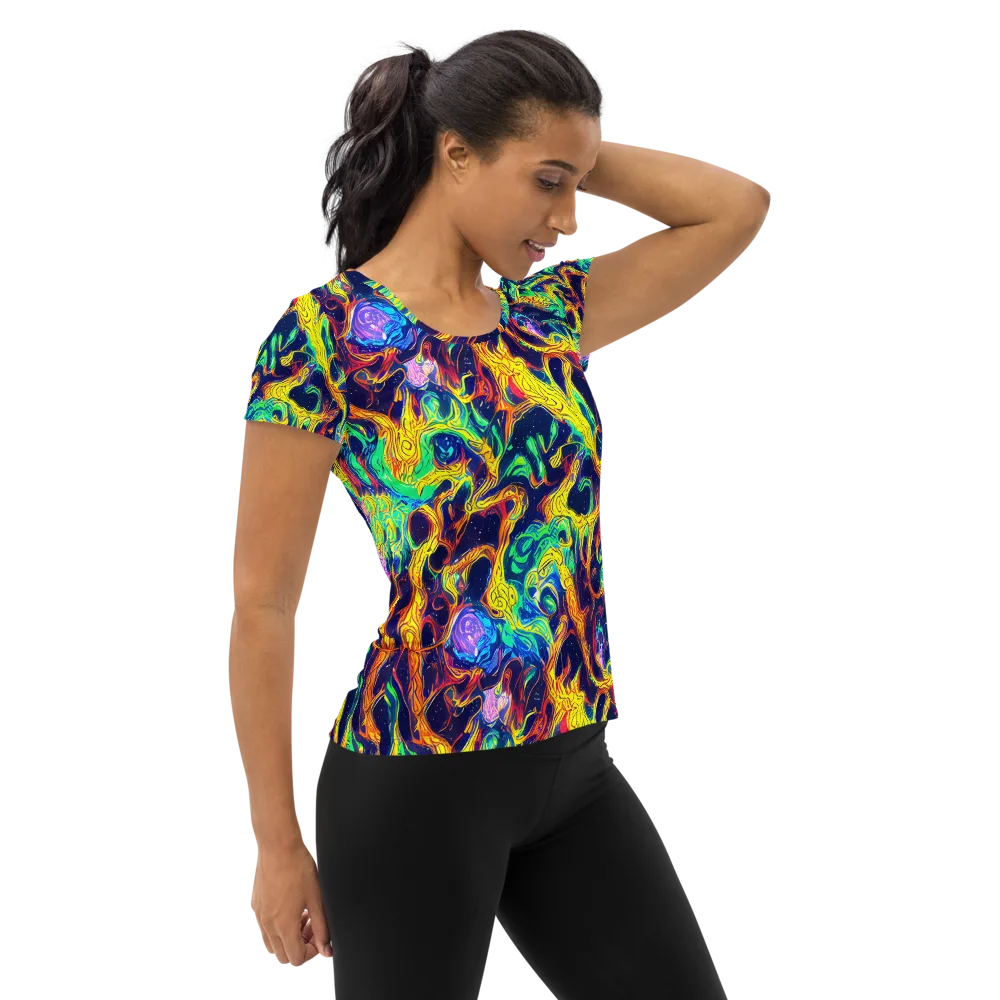 Fever Dream Galaxy on Women's Athletic T-Shirt — Right