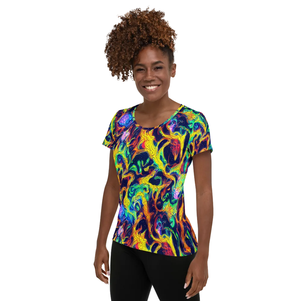 Fever Dream Galaxy on Women's Athletic T-Shirt — Left