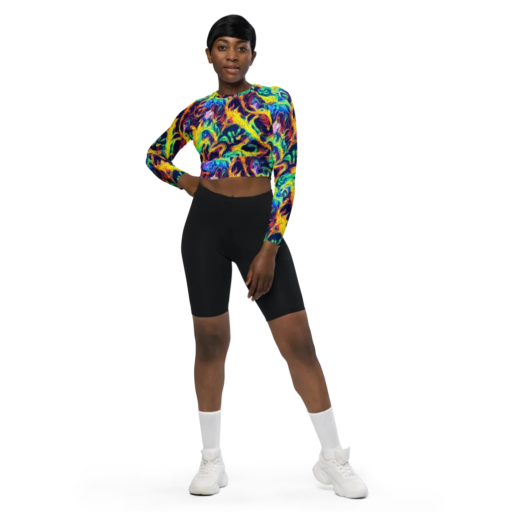 Fever Dream Galaxy on Long Sleeve Crop Top — Front