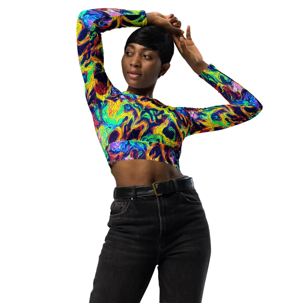 Fever Dream Galaxy on Long Sleeve Crop Top — Front