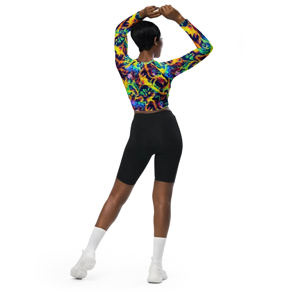 Fever Dream Galaxy on Long Sleeve Crop Top — Back