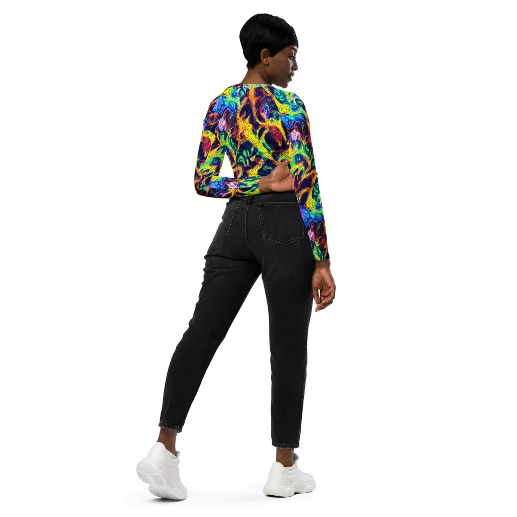 Fever Dream Galaxy on Long Sleeve Crop Top — Right Back