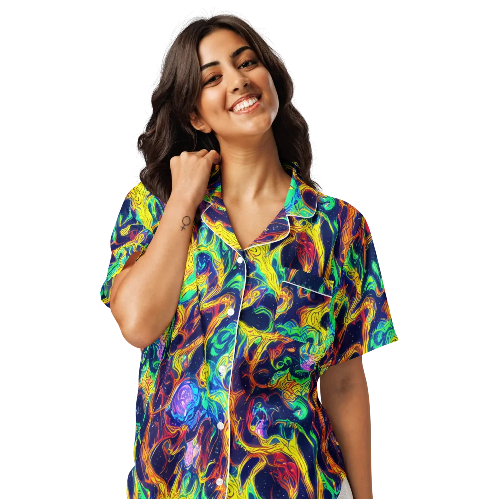 Fever Dream Galaxy on Women's Short Sleeve Pajama Top — Front