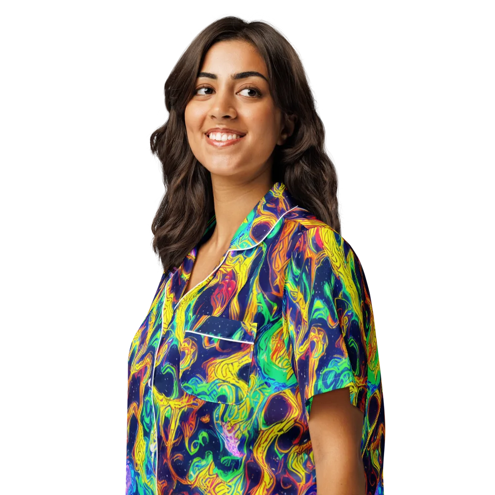 Fever Dream Galaxy on Women's Short Sleeve Pajama Top — Left Front