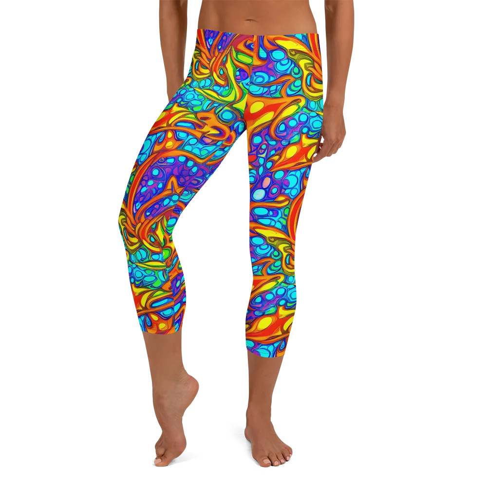 Kaleido Riptide on Capri Leggings — Front