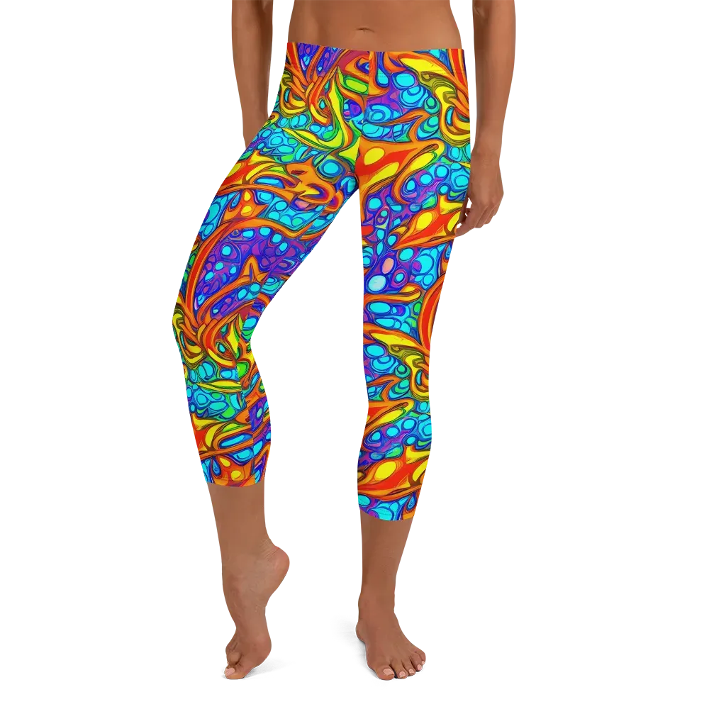 Kaleido Riptide on Capri Leggings — Front