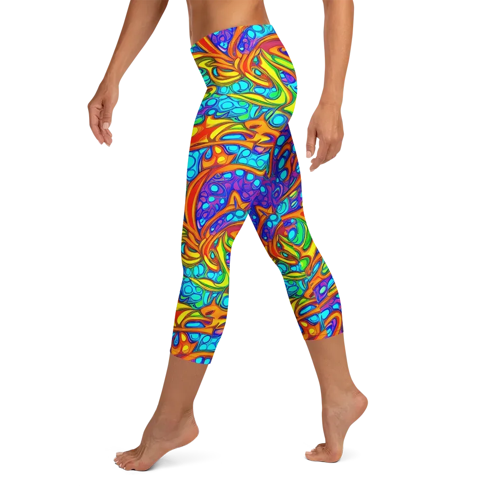 Kaleido Riptide on Capri Leggings — Left