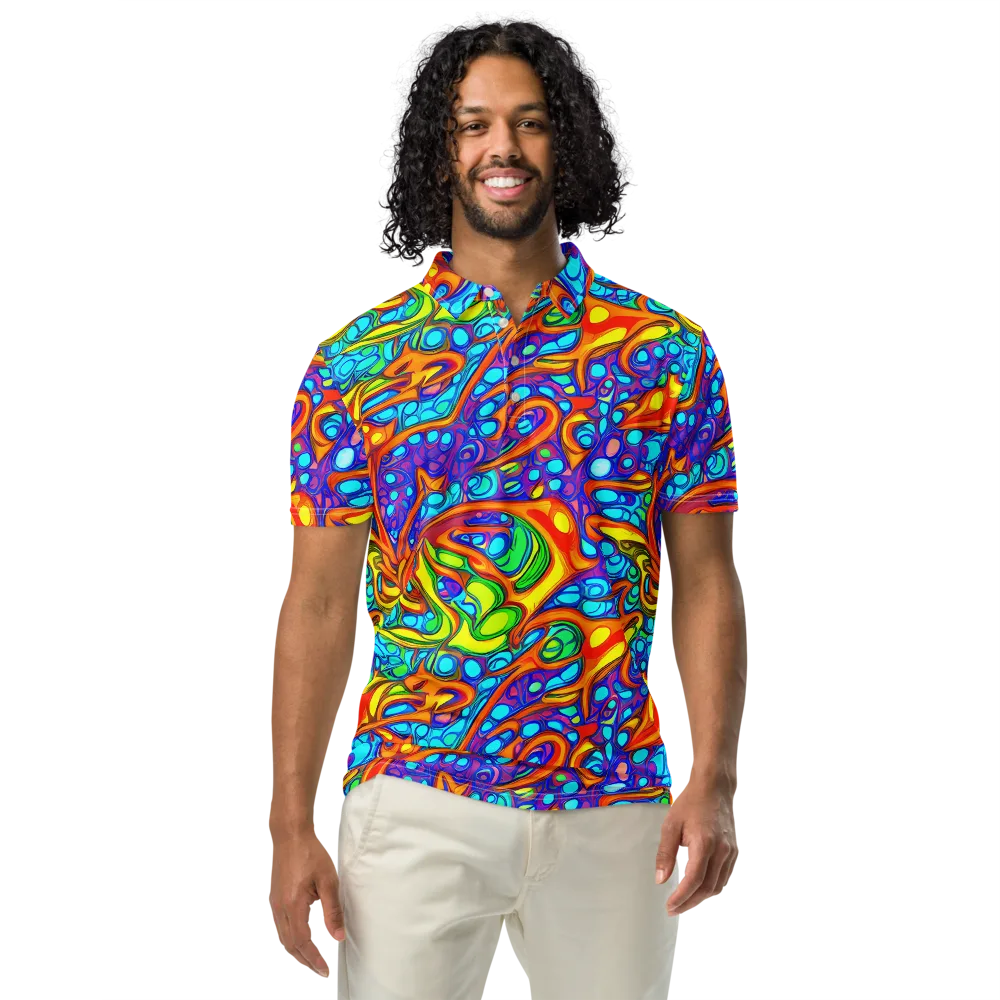 Kaleido Riptide on Men's Slim Fit Polo Shirt — Front