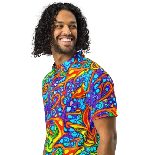 Kaleido Riptide on a Men's Slim Fit Polo Shirt