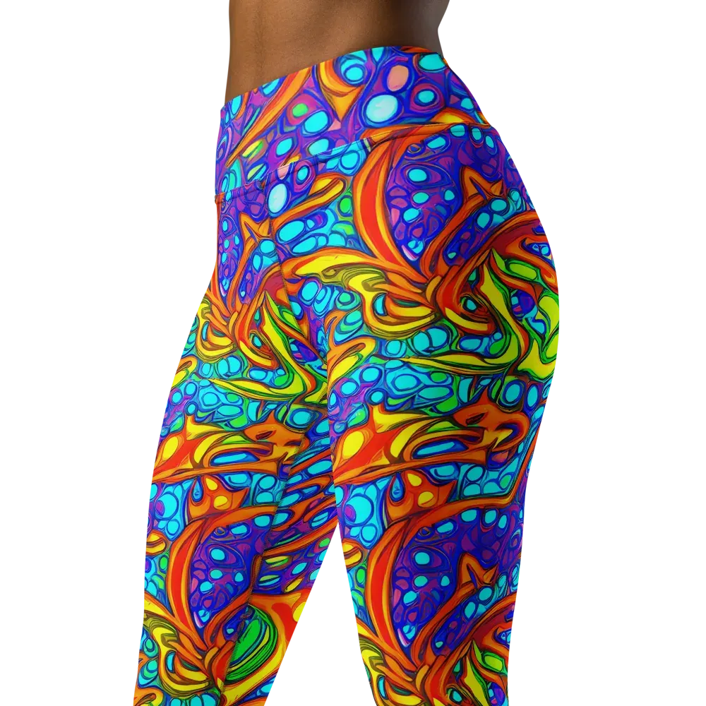 Kaleido Riptide on Yoga Leggings — Left Front