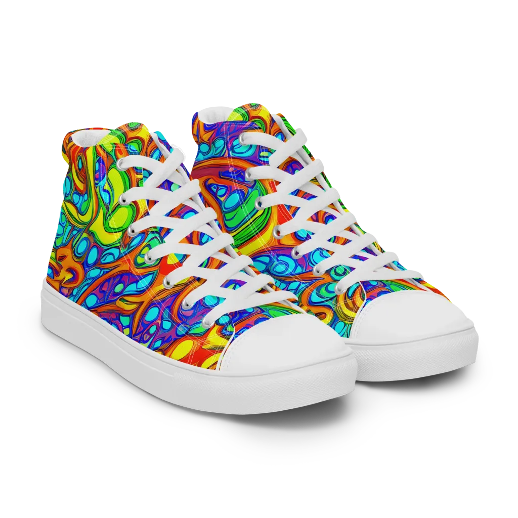 Kaleido Riptide on Men's High Top Canvas Shoes — Right Front