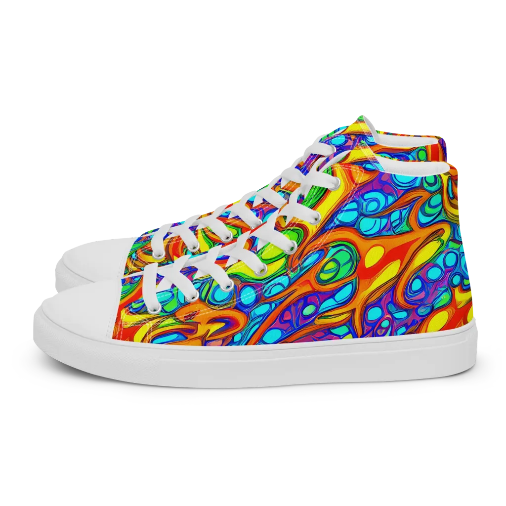 Kaleido Riptide on Men's High Top Canvas Shoes — Left