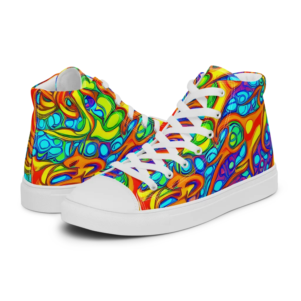 Kaleido Riptide on Men's High Top Canvas Shoes — Left