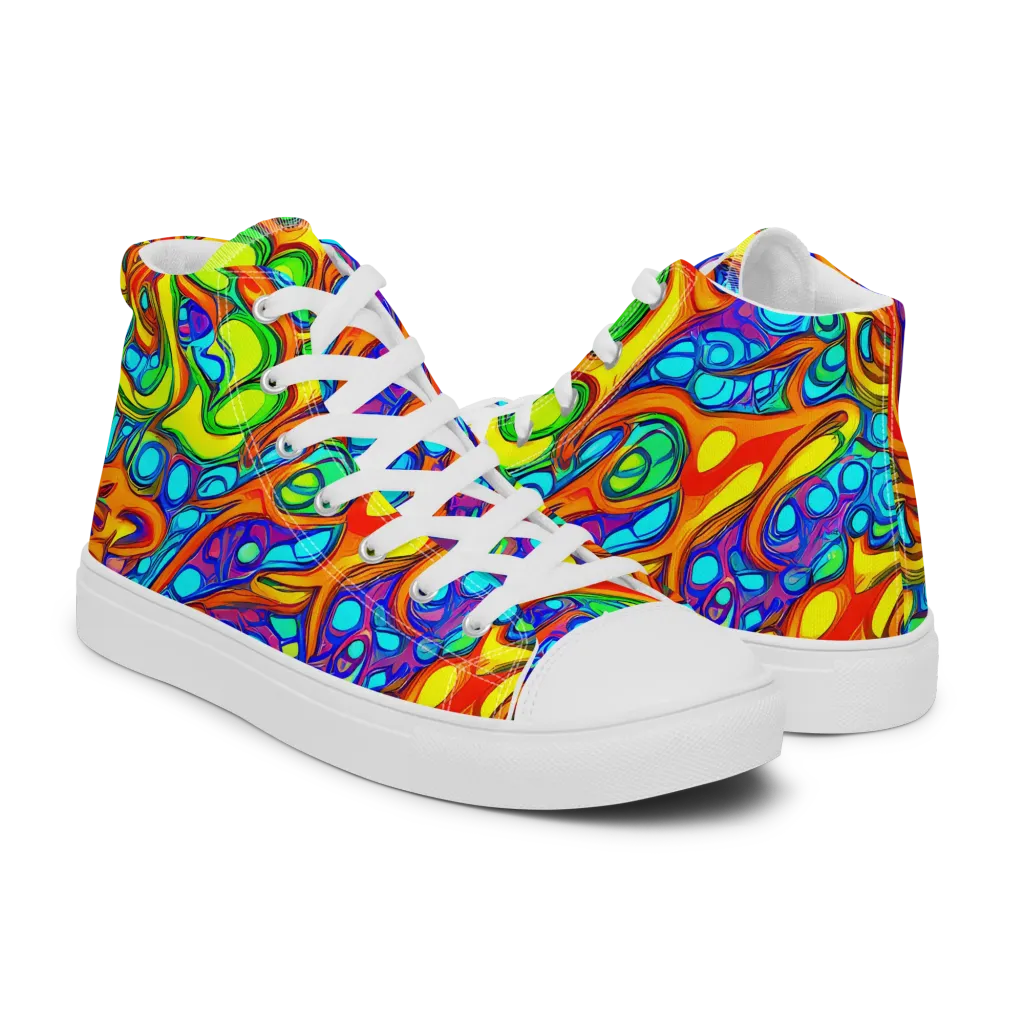 Kaleido Riptide on Men's High Top Canvas Shoes — Right