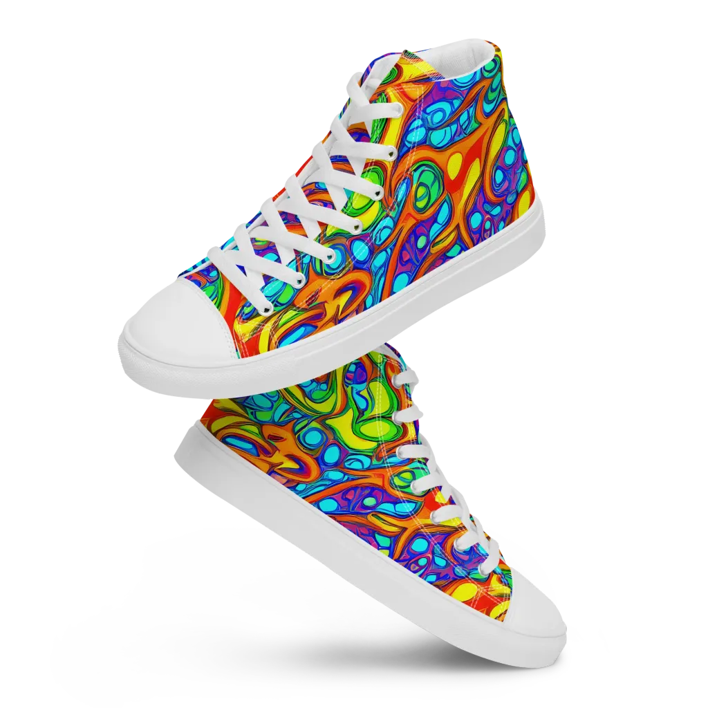 Kaleido Riptide on Men's High Top Canvas Shoes — Front
