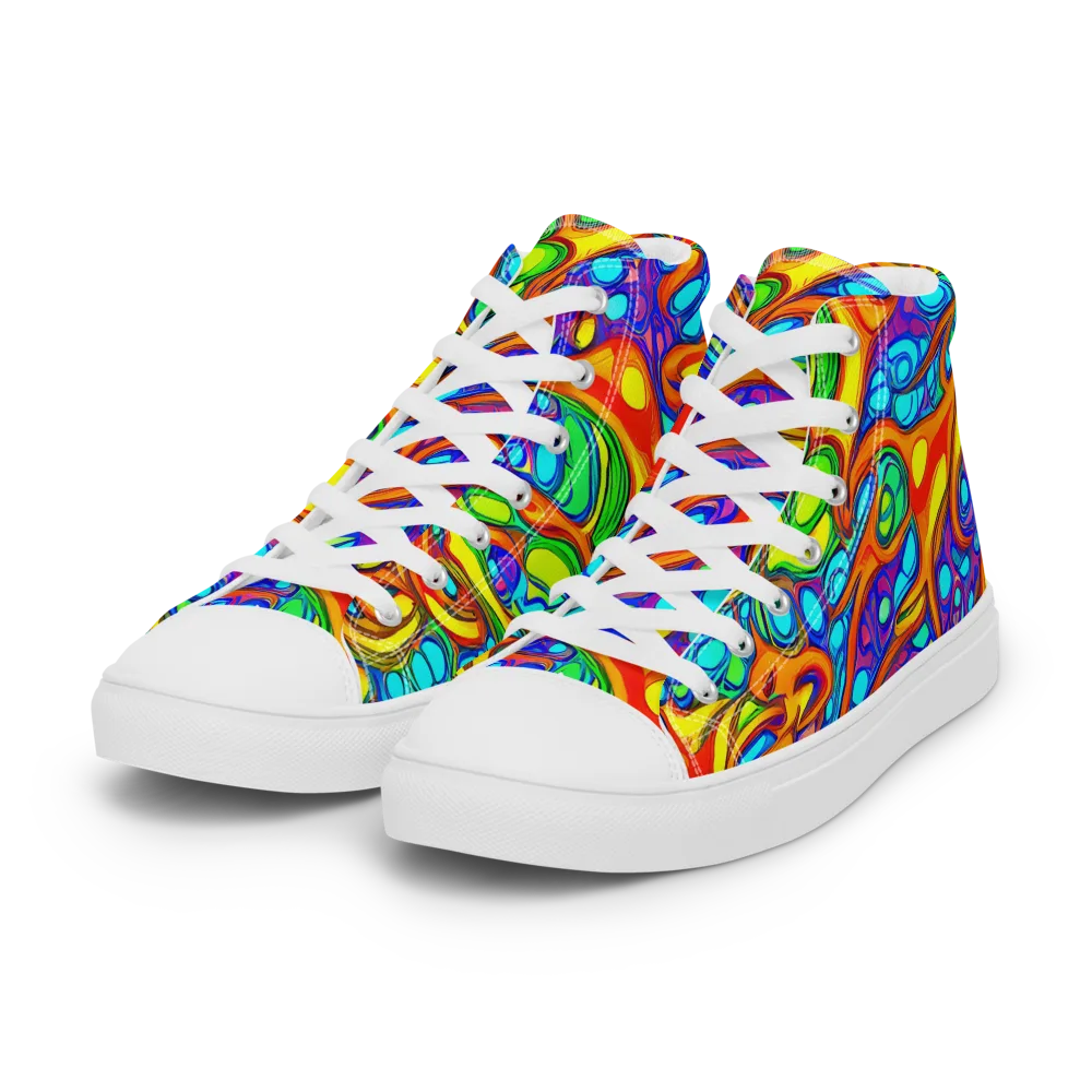 Kaleido Riptide on Women's High Top Canvas Shoes — Left Front