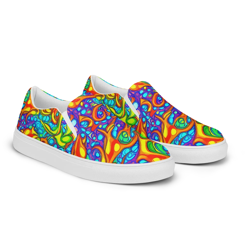 Kaleido Riptide on Men's Slip-On Canvas Shoes — Right Front