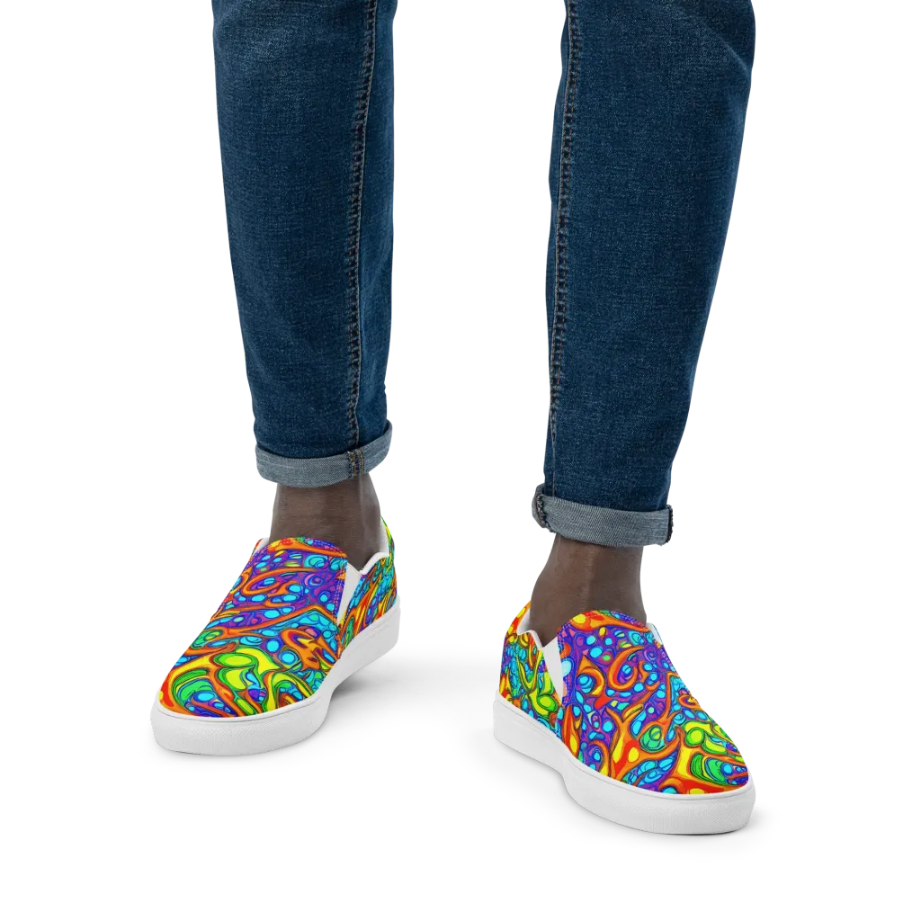 Kaleido Riptide on Men's Slip-On Canvas Shoes — Front
